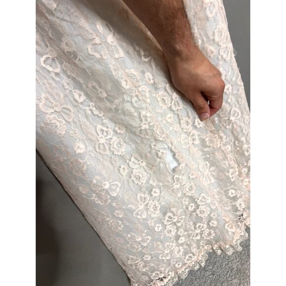 Vintage 60s Odette Barsa Lace Overlay Robe Dressing Gown M/L Fairy Coquette FLAW - Picture 12 of 15